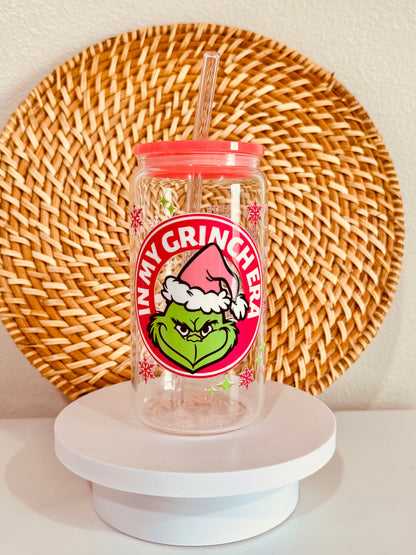 In My Grinch Era 16oz Glass Cup