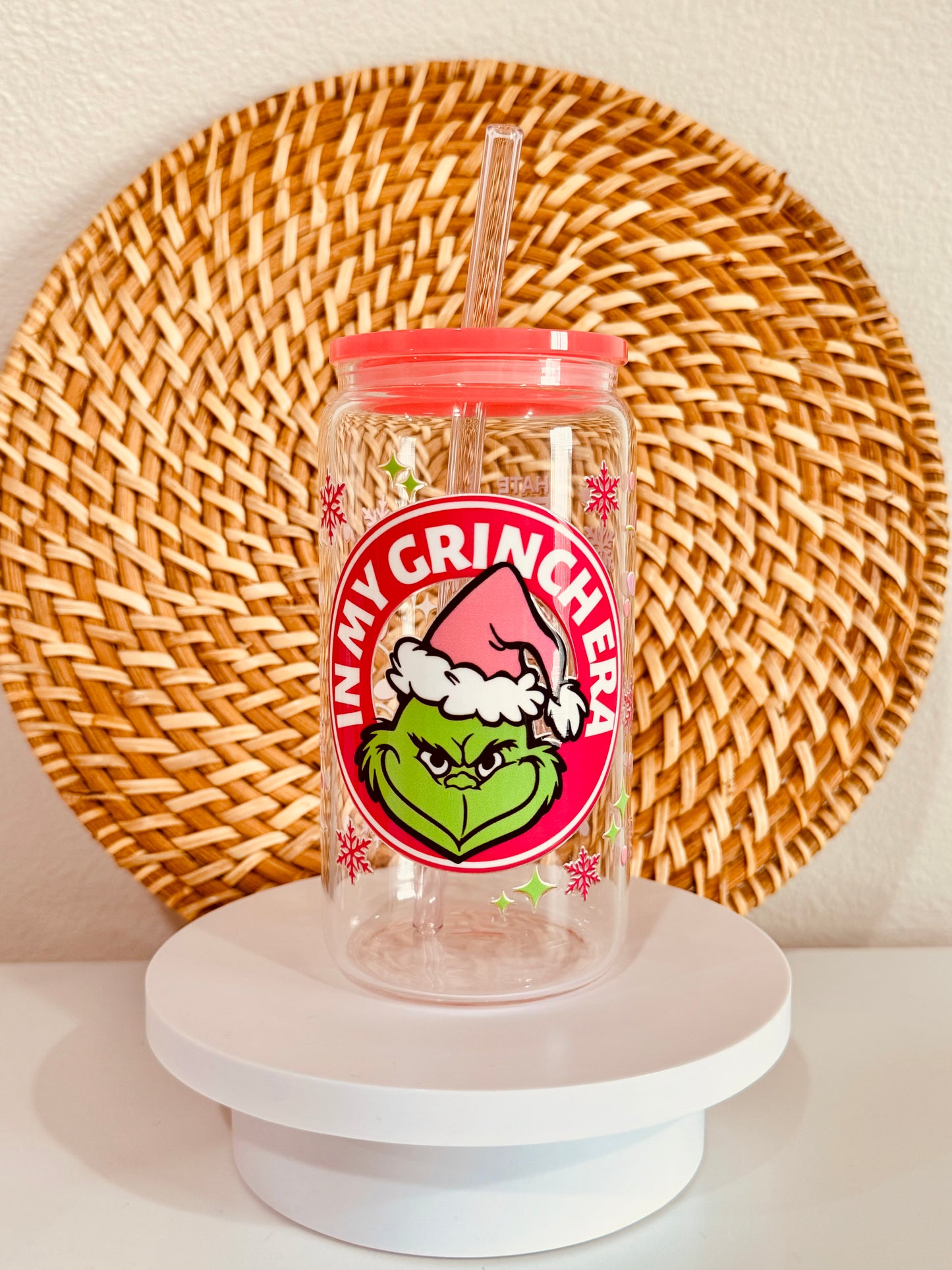 In My Grinch Era 16oz Glass Cup