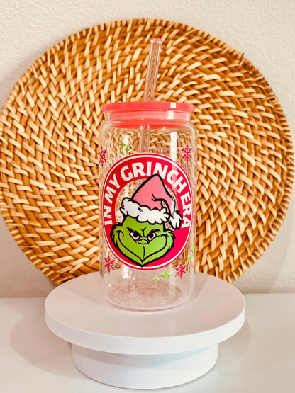 In My Grinch Era 16oz Glass Cup