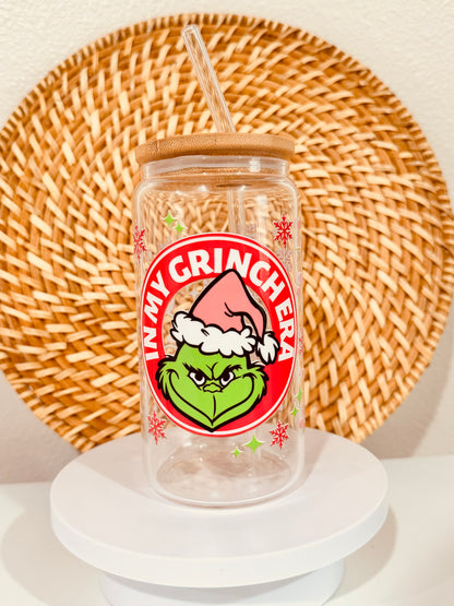 In My Grinch Era 16oz Glass Cup