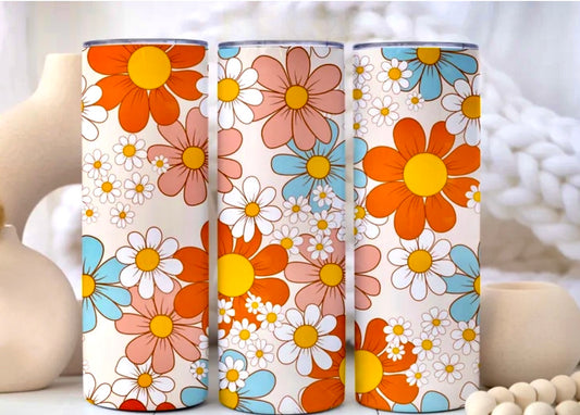 Retro 70's Floral, 20oz Skinny Tumbler