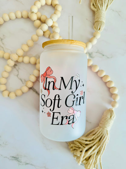 In My Soft Girl Era 16oz Glass Can